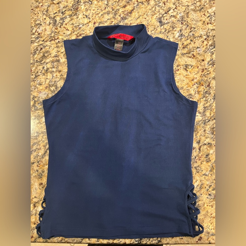 Hot Kiss navy Sleeveless Turtleneck Top never used